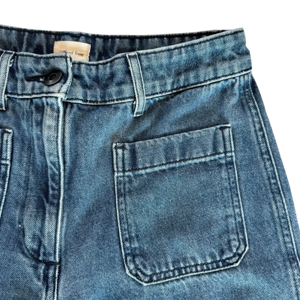 Aritzia Wilfred Free Adrift High Rise Wide Leg (Raw Hem) Jeans Sz 4 Blue Sailor